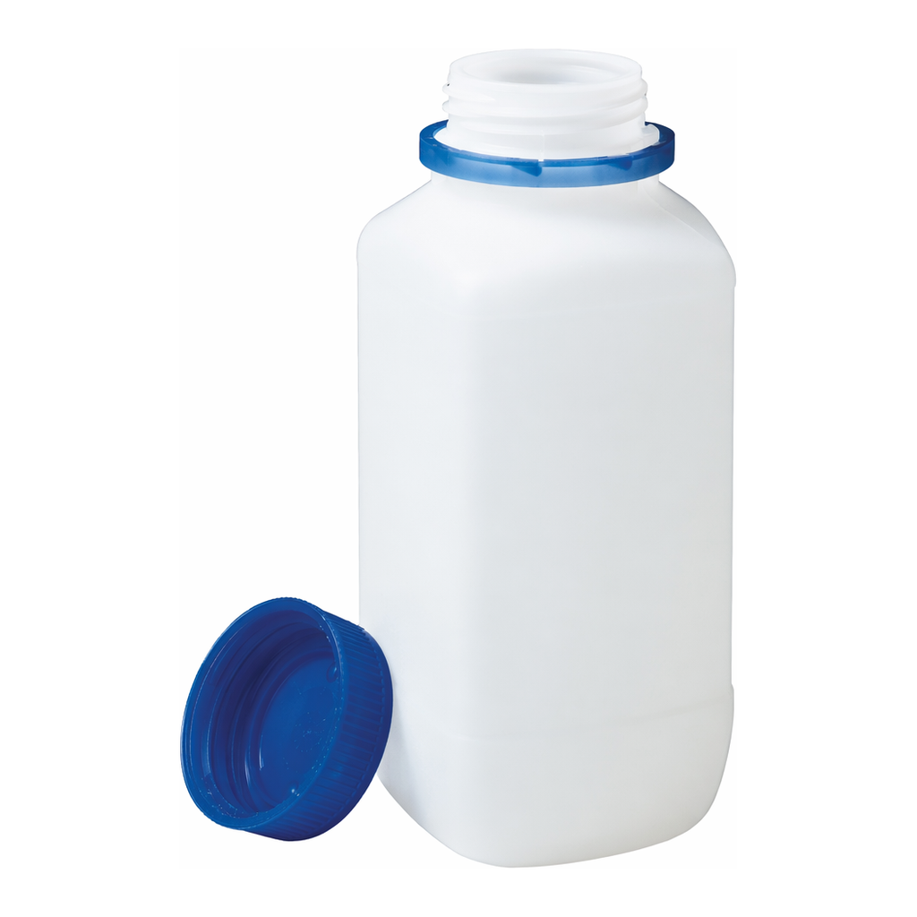Merck BRAND square bottle with tamper-proof screw cap, PE-HD