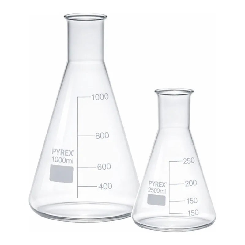 Merck Pyrex Erlenmeyer flask, narrow neck, with printed trace code