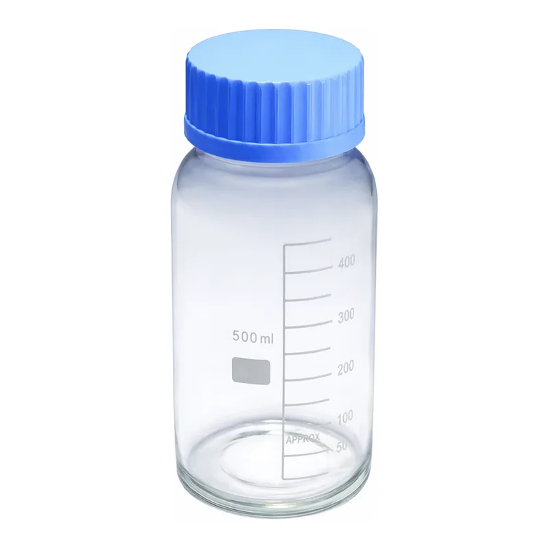 Merck Pyrex Media-Lab Bottles, wide mouth, with polypropylene cap and pouring ring, with printed trace code