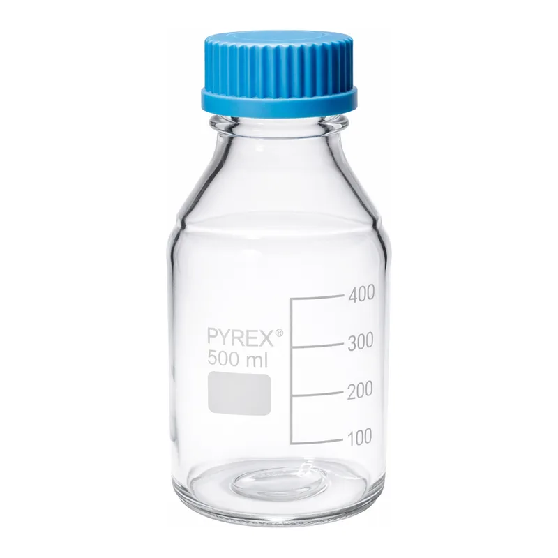 Merck Pyrex Media-Lab Bottles, with cap and pouring ring, with printed trace code