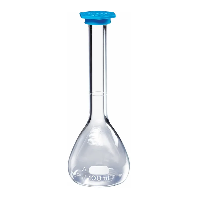 Merck Pyrex class A volumetric flask with snap cap