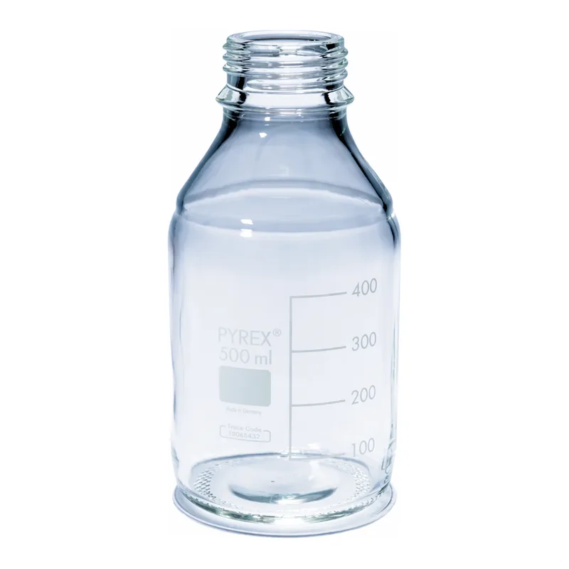 Merck Pyrex Media-Lab Bottles, with-out cap and pouring ring, with printed trace code