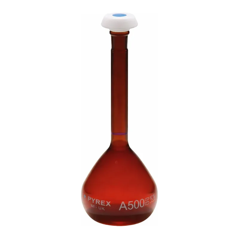 Merck Pyrex Volumetric flask, heavy duty, class A, amber, USP/ISO/DIN tolerances,