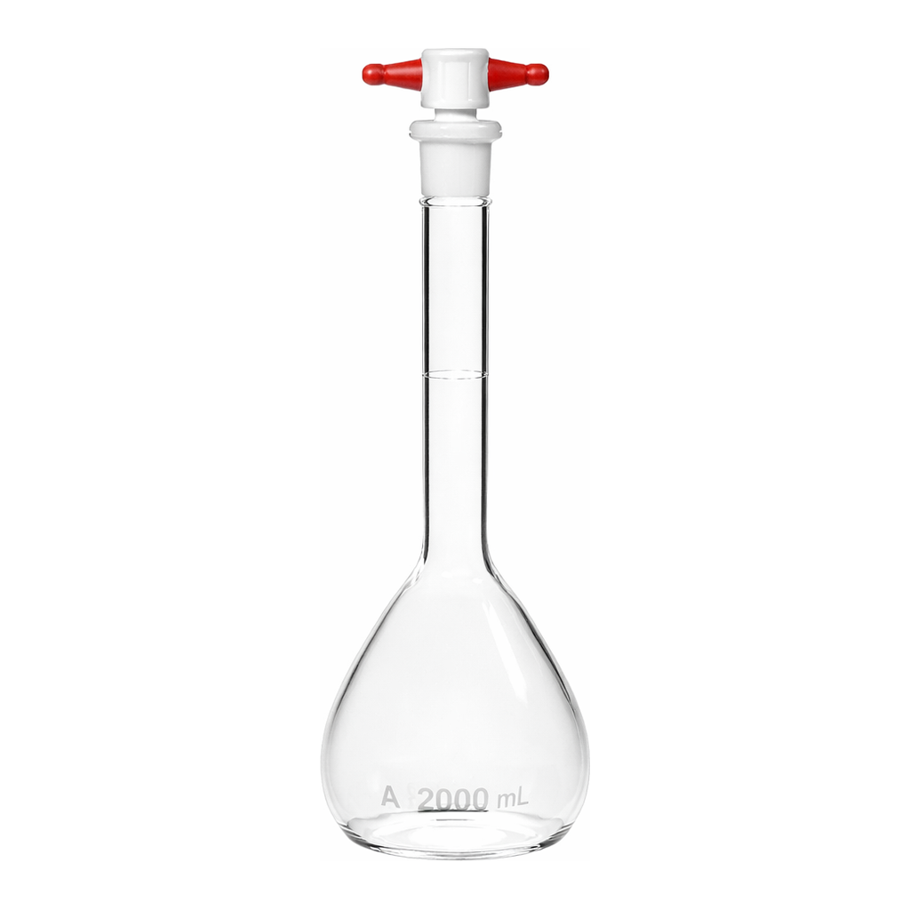 Merck Pyrex volumetric flask with PTFE stopper