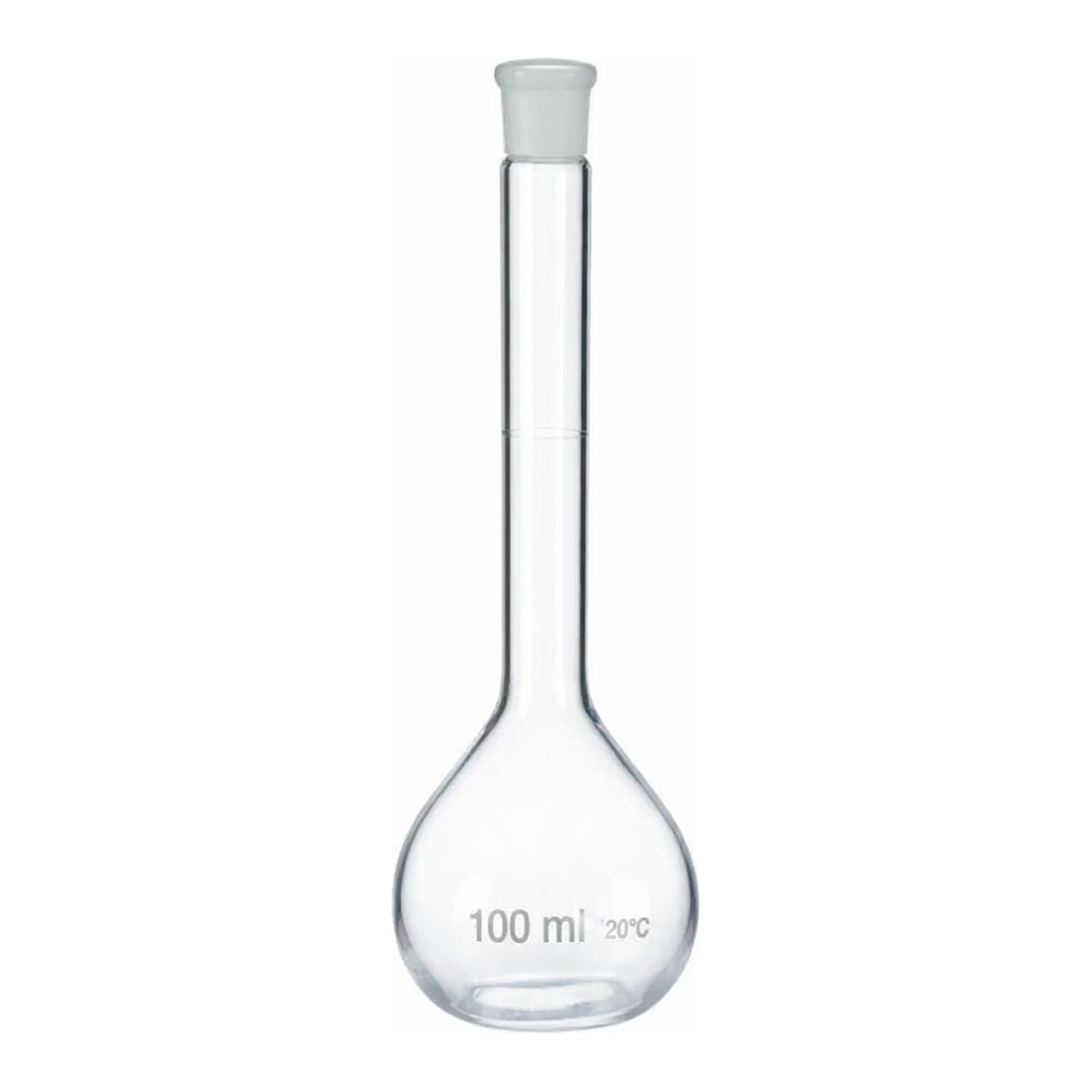 Merck Pyrex volumetric flasks with PE stopper