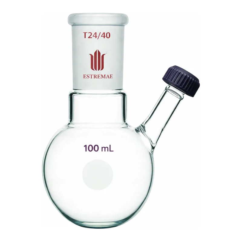 Merck Synthware round bottom flask with threaded side inlet