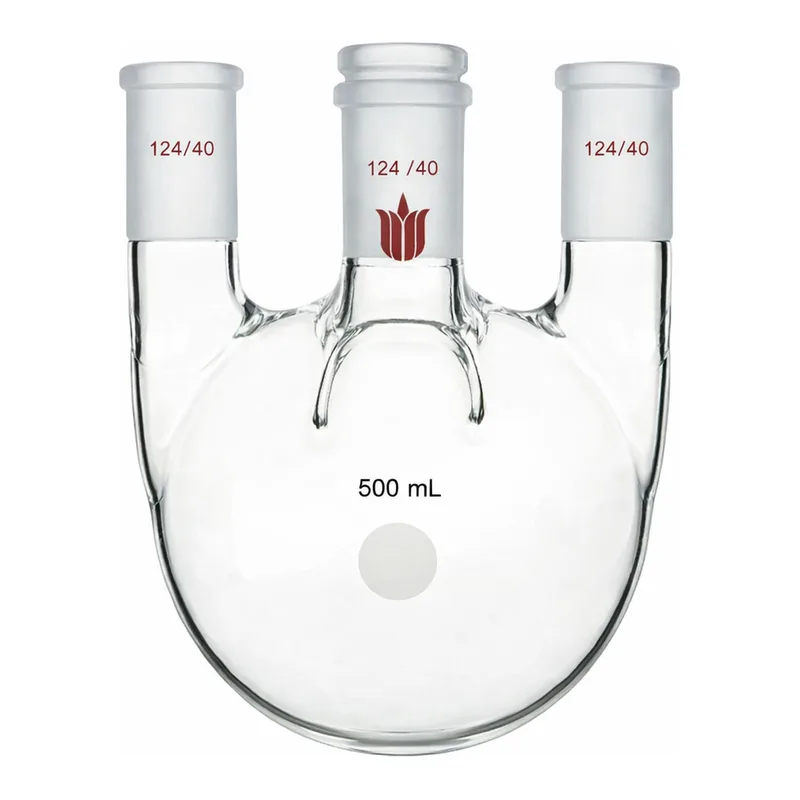 Merck Synthware four-neck round-bottom flask with vertical side necks