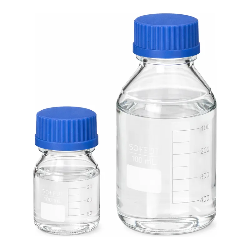 Merck Duran laboratory bottles, with caps
