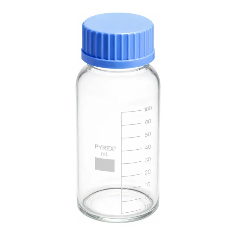 Merck Pyrex Media-Lab Bottles, wide mouth, with polypropylene cap and pouring ring, with printed trace code