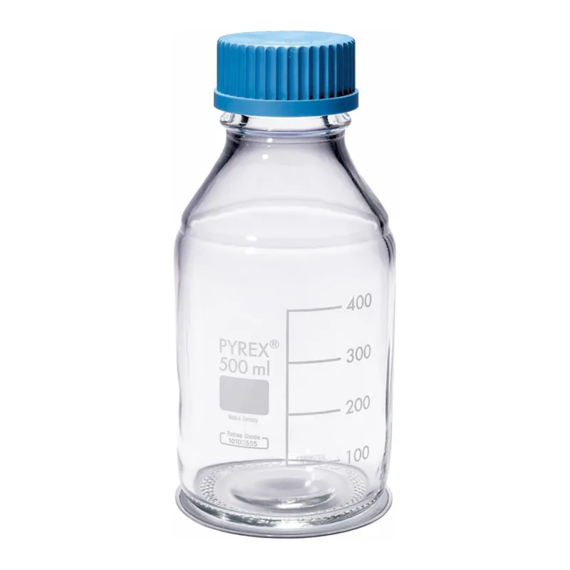 Merck Pyrex Media-Lab Bottles, with cap and pouring ring, with printed trace code