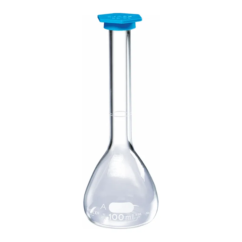 Merck Pyrex class A volumetric flask with snap cap