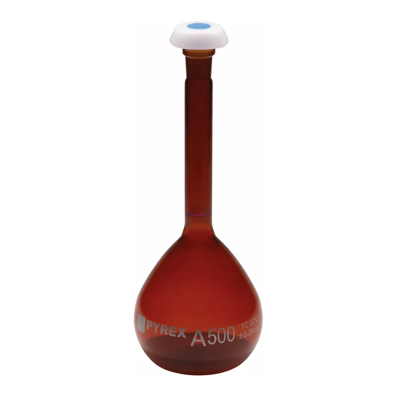 Merck Pyrex Volumetric flask, heavy duty, class A, amber, USP/ISO/DIN tolerances,