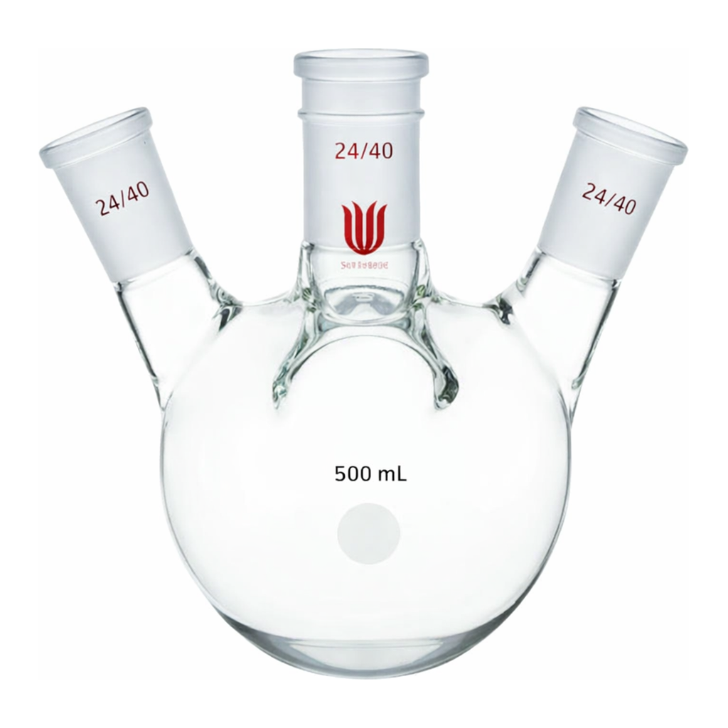 Merck Synthware four neck round bottom flask with angled side necks