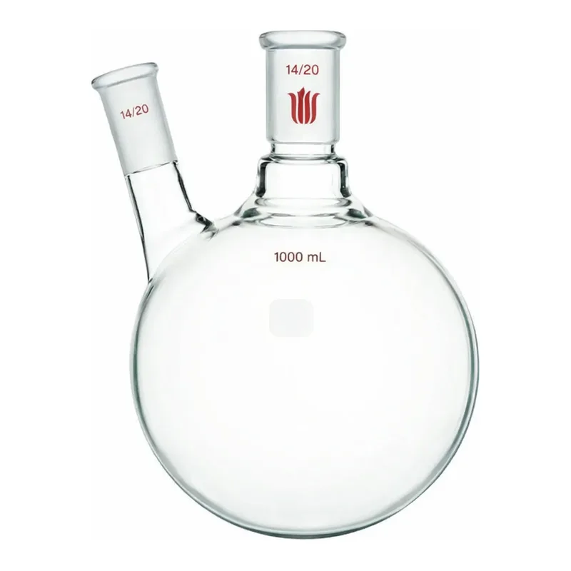 Merck Synthware two neck round bottom flask with angled side neck