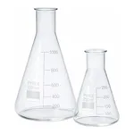 Merck Pyrex Erlenmeyer flask, narrow neck, with printed trace code