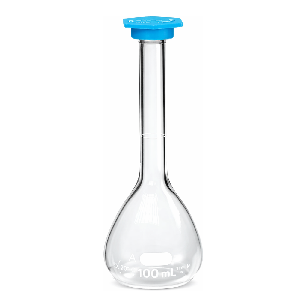Merck Pyrex class A volumetric flask with snap cap