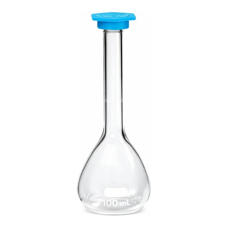 Merck Pyrex class A volumetric flask with snap cap