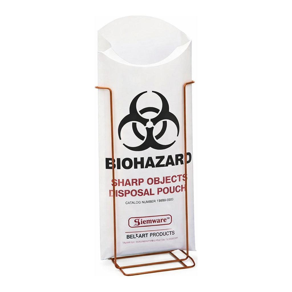Merck Sharps safety pouch stand