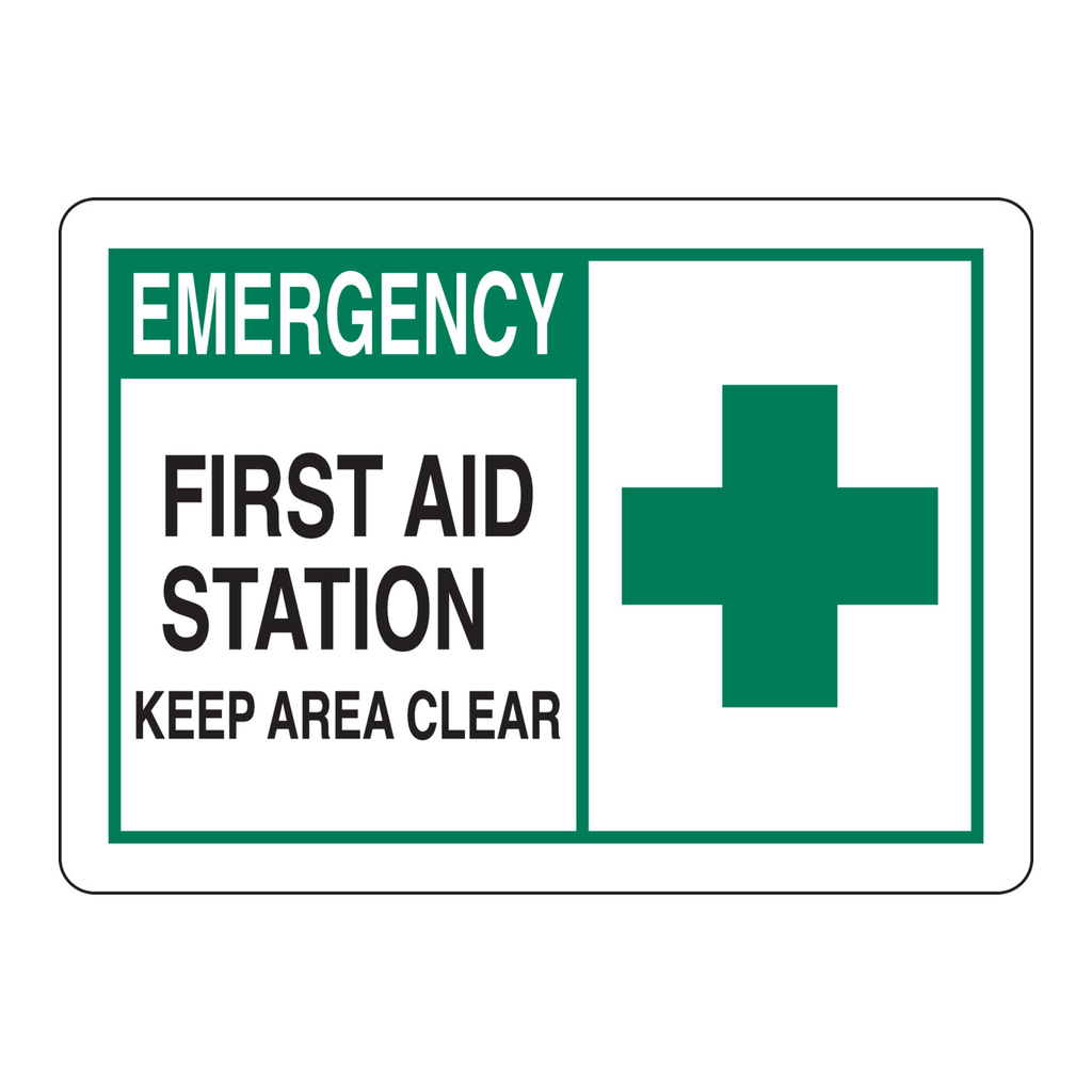 Brady First Aid Station Keep Area Clear Sign