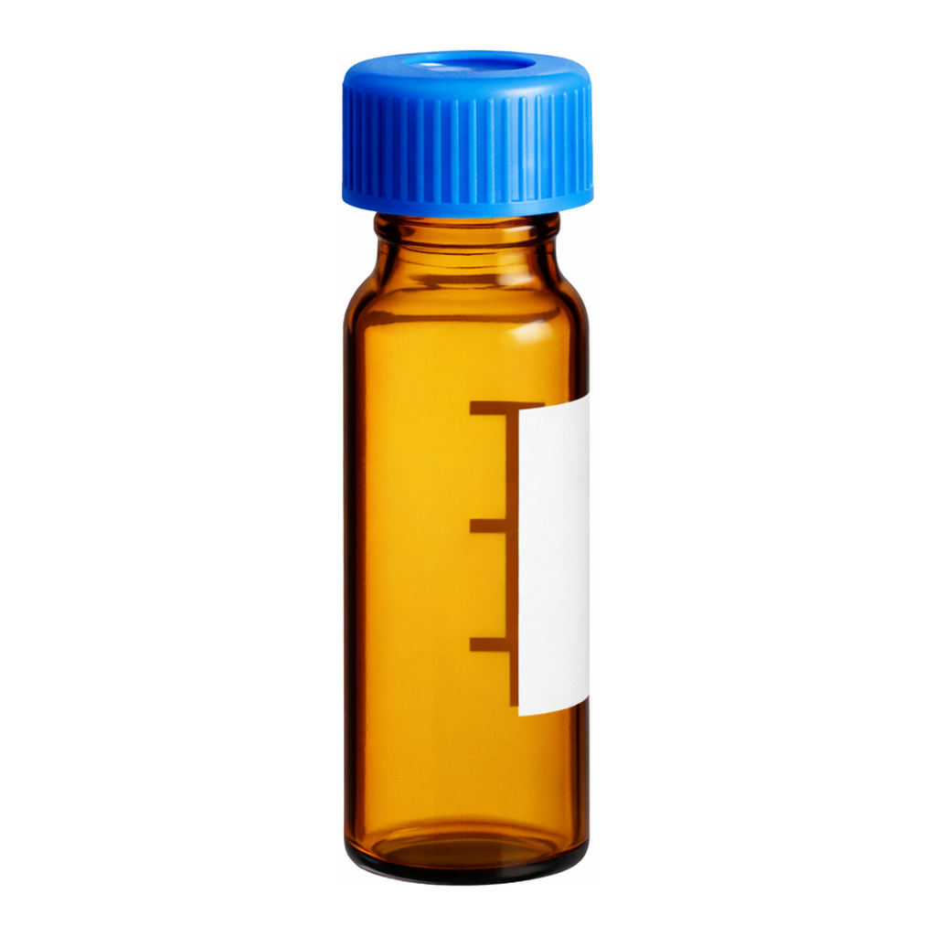 Waters LCGC certified, Amber Glass 12 x 32 mm Screw Neck Vial, with Cap and PTFE/Silicone Septum, 2 mL Volume, 100/pk