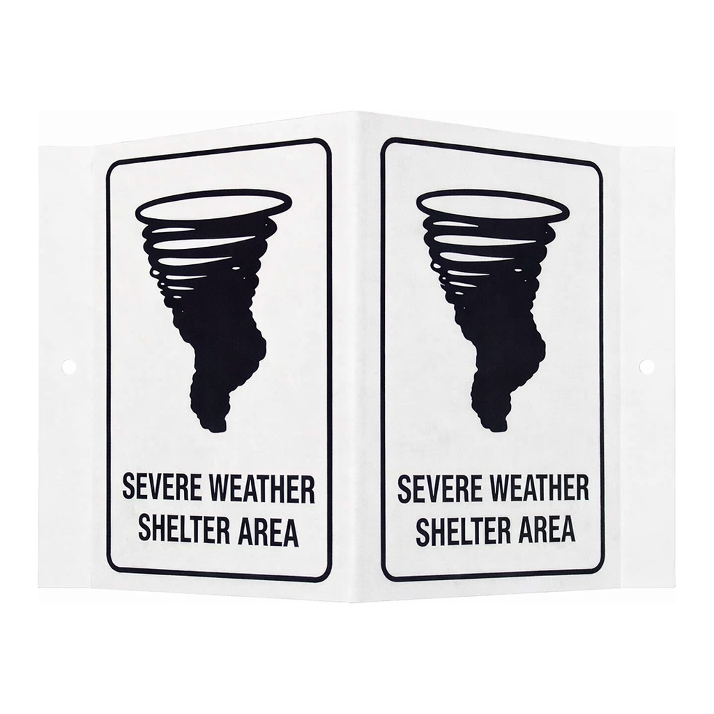 Brady Glow-in-the-Dark Severe Weather Shelter Area - "V" Sign - 6" x 9"