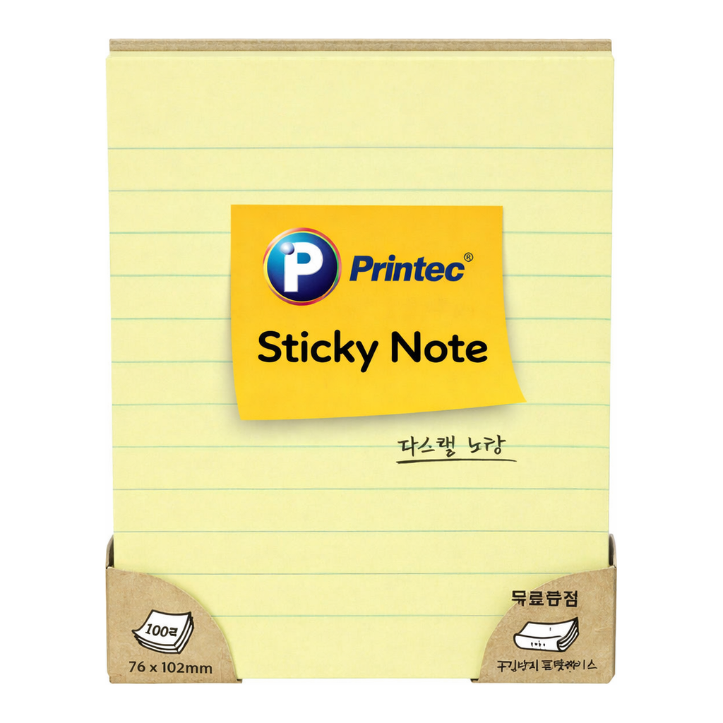 OFFICENEX 프린텍 L76102Y 스티키노트 노트형노랑 76*102 100매