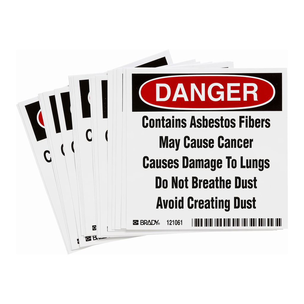 Brady DANGER Contains Asbestos Fibers May Cause Cancer Labels