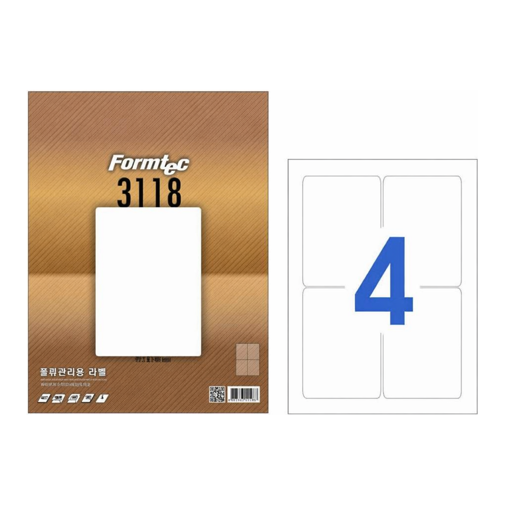 OFFICENEX 물류관리용 라벨(4칸/100매/LS-3118/폼텍)친환경 인증 상품
