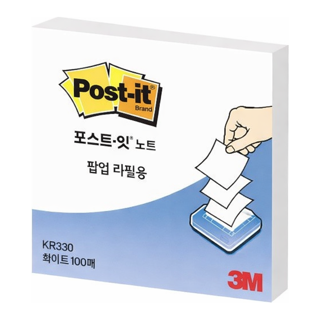 OFFICENEX 3M 포스트잇 팝업 리필 KR-330 화이트 76x76mm 총100장/1패드