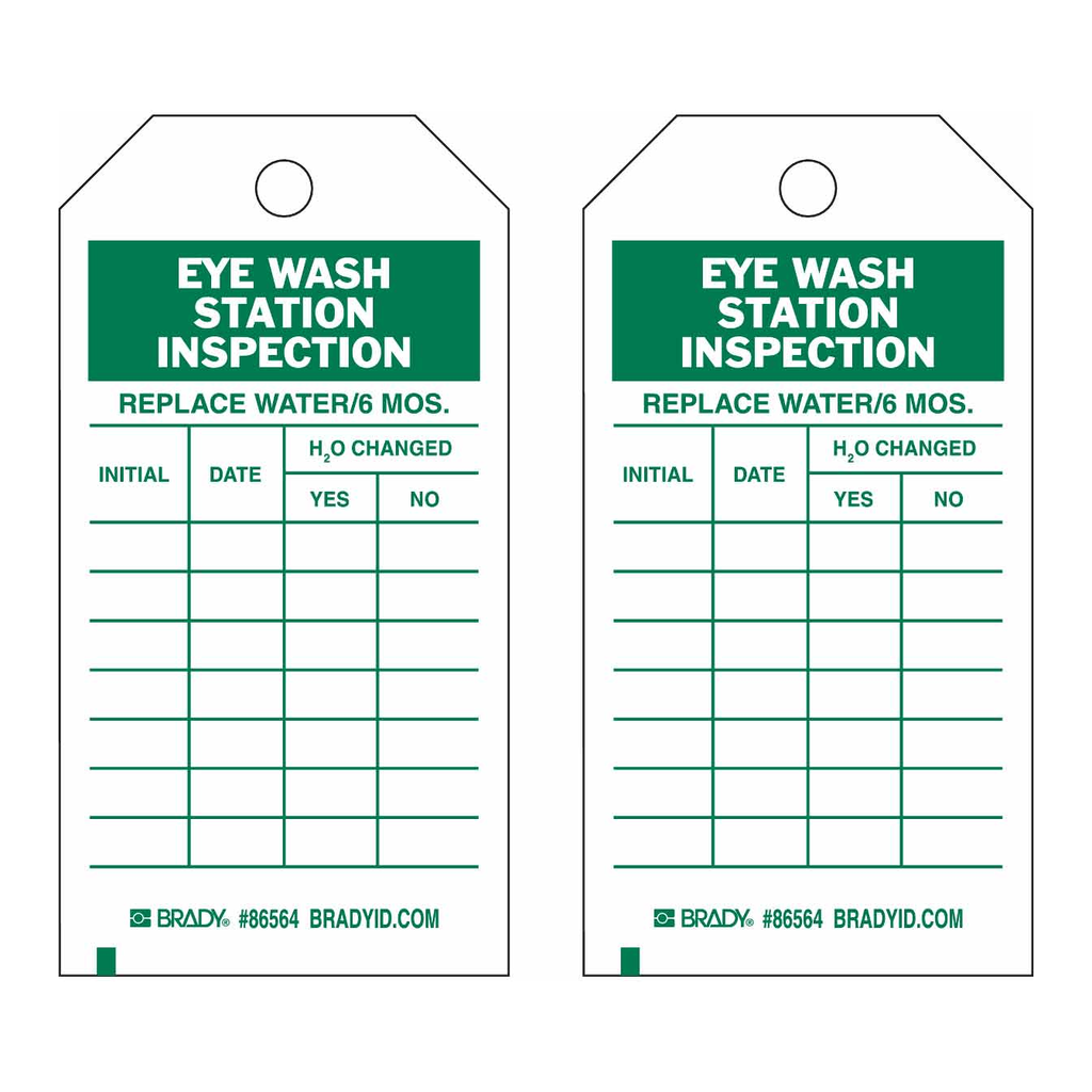 Brady Eye Wash Inspection Tags