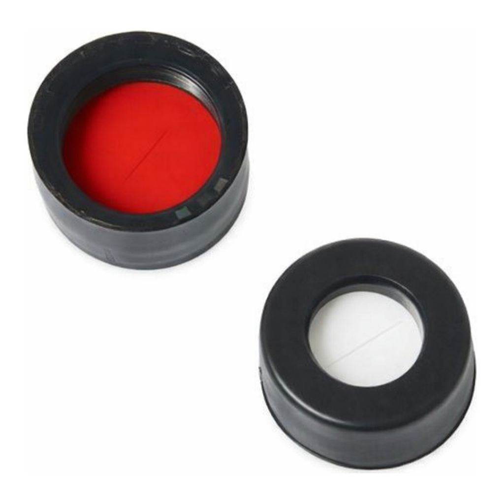 Restek Caps, Short Screw, 9mm, Black, PTFE/Silicone w/Slit 100-pk