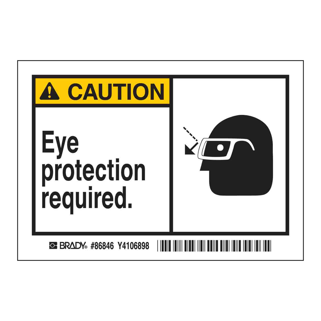 Brady CAUTION EYE PROTECTION REQUIRED. Labels