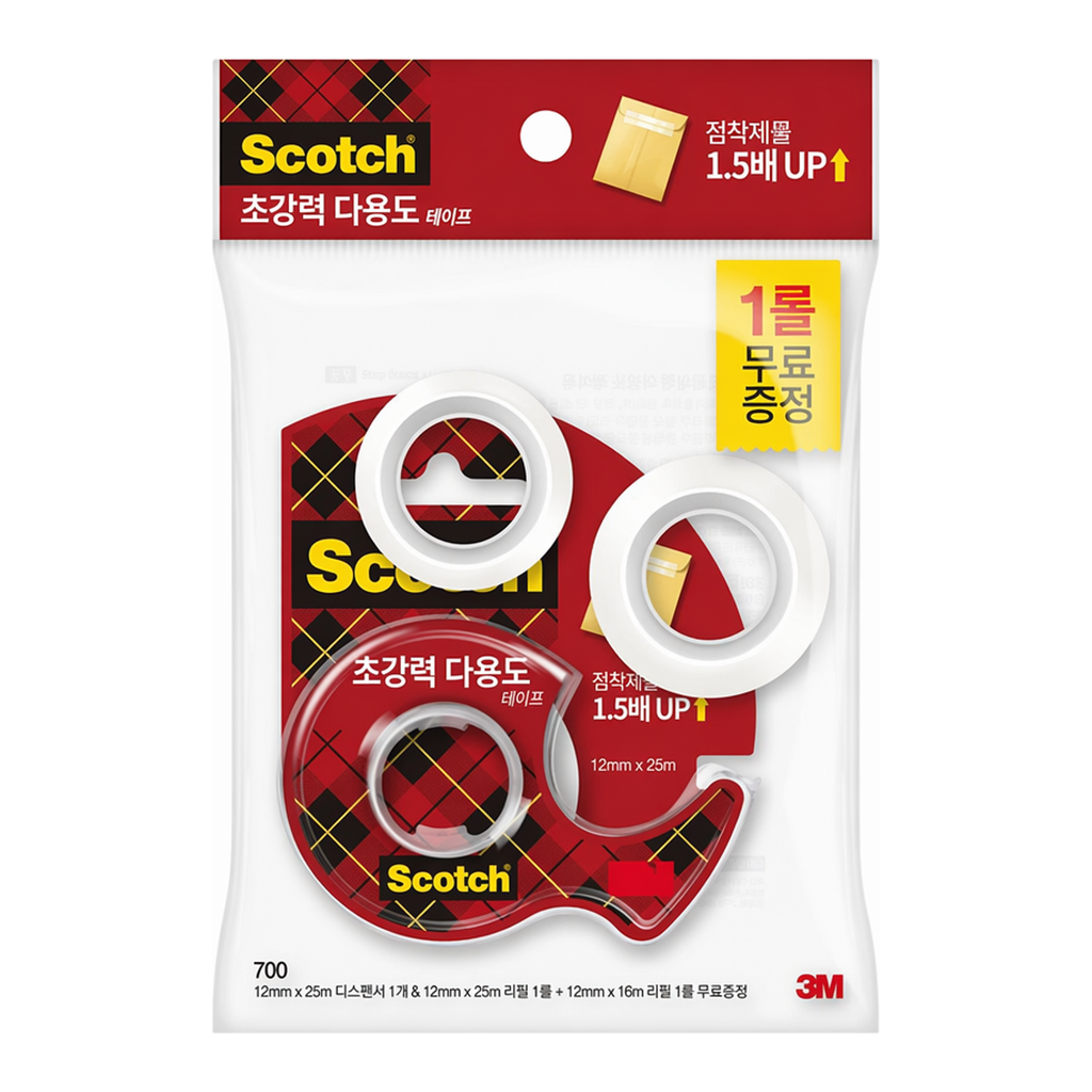 OFFICENEX 3M 스카치 초강력 다용도 테이프 1225D & 1225R + 1215R 무료 증정