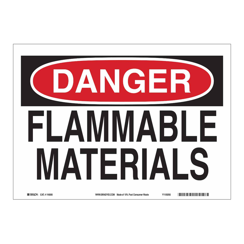 Brady Eco-Friendly DANGER Flammable Materials Sign
