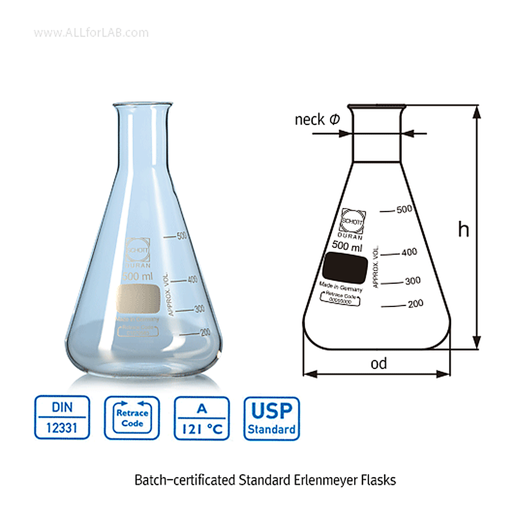 DURAN Premium High-grade Batch-certificated Standard Erlenmeyer Flask