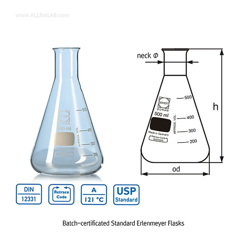 DURAN Premium High-grade Batch-certificated Standard Erlenmeyer Flask