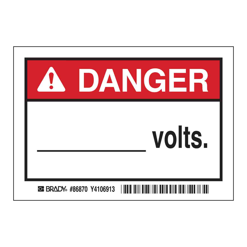 Brady DANGER VOLTS Labels