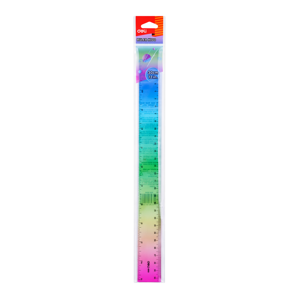 OFFICENEX DELI EH654 무지개 패턴 자 30cm(색상랜덤)