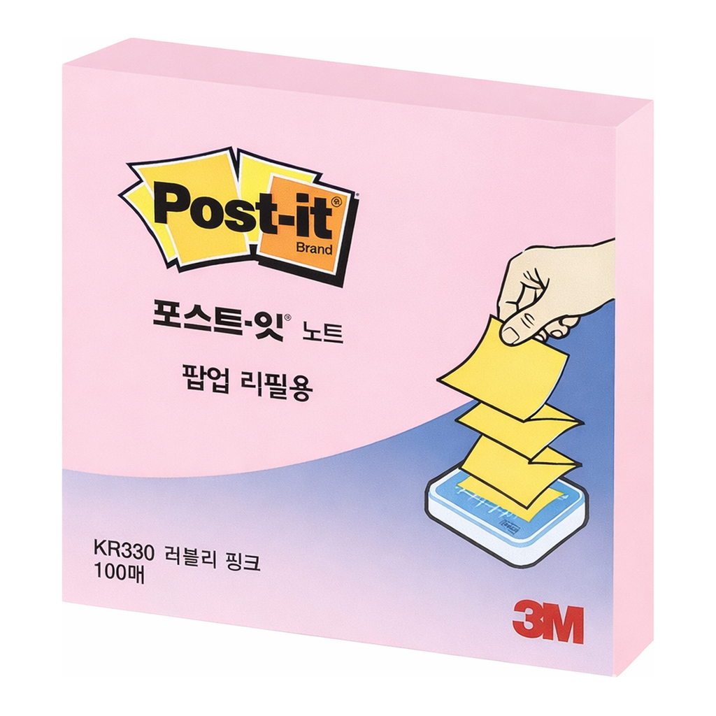 OFFICENEX 3M 포스트잇 팝업 리필 KR-330 러블리핑크 76x76mm 총100장/1패드