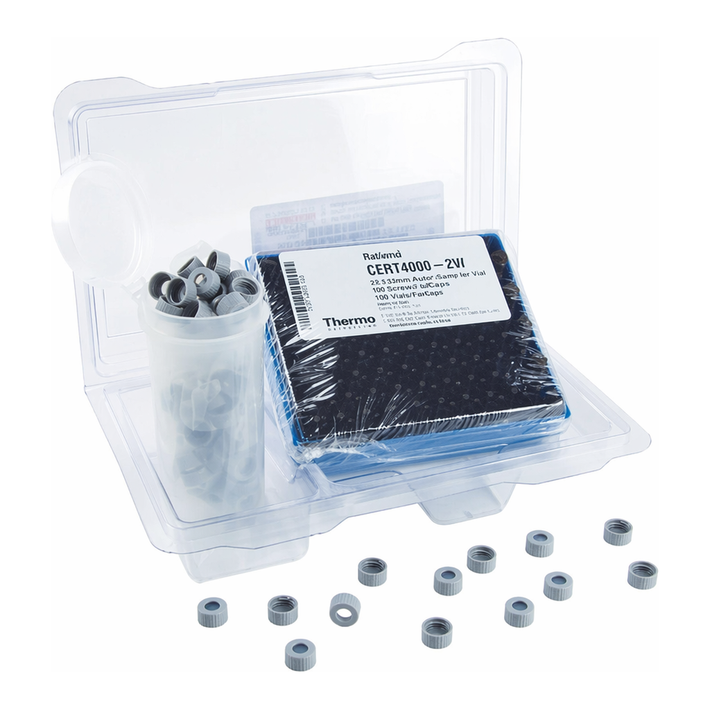 Restek Certified Vials, Unassembled 2mL Amber Vial w/Marking Spot and Bonded PTFE/Silicone Slit S