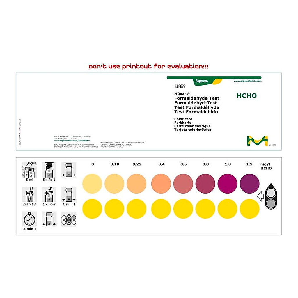 Merck FORMALDEHYDE TEST 0.1 - 0.25 - 0.4 - 0.6
