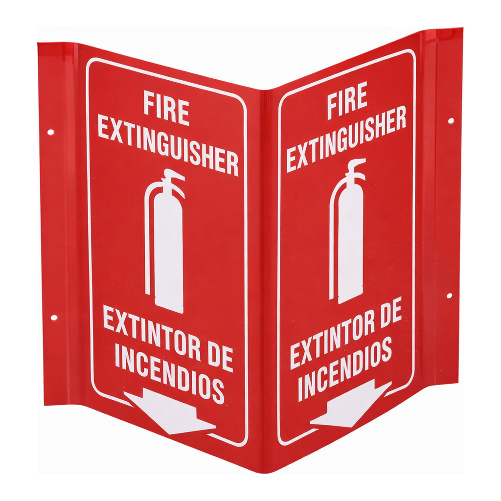 Brady Bilingual V Fire Extinguisher Sign