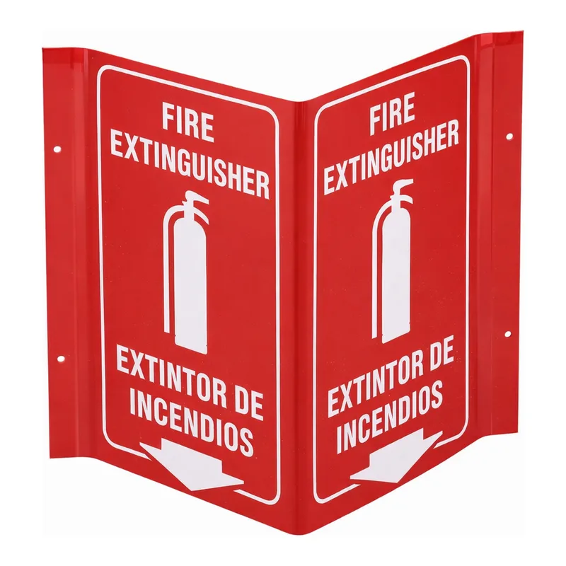 Brady Bilingual V Fire Extinguisher Sign