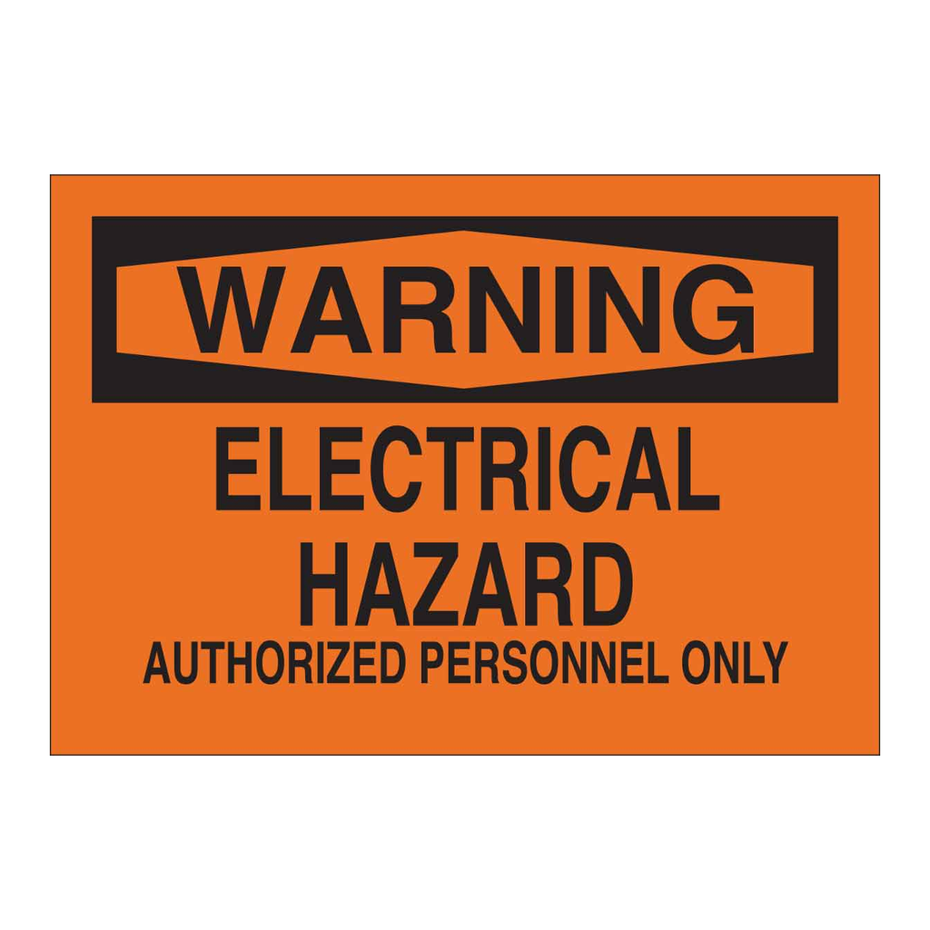 Brady WARNING Electrical Hazard Authorized Personnel Only Sign