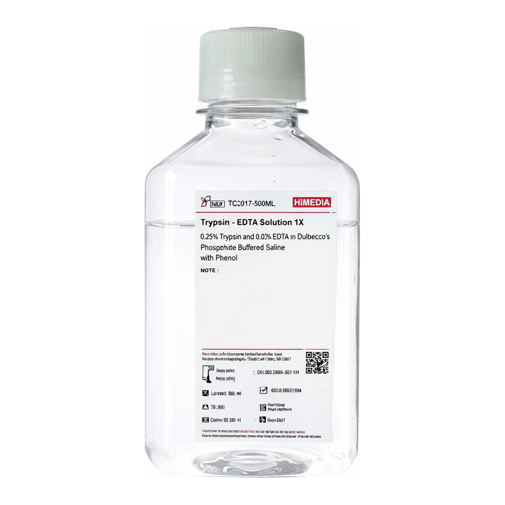 Himedia Trypsin - EDTA Solution 1X 0.25% Trypsin and 0.02% EDTA in Hanks` Balanced Salt Solution w/o Calcium, Magnesium and Phenol red