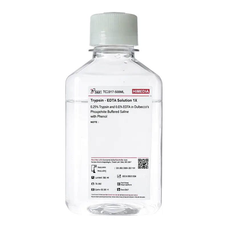 Himedia Trypsin - EDTA Solution 1X 0.25% Trypsin and 0.02% EDTA in Hanks` Balanced Salt Solution w/o Calcium, Magnesium and Phenol red