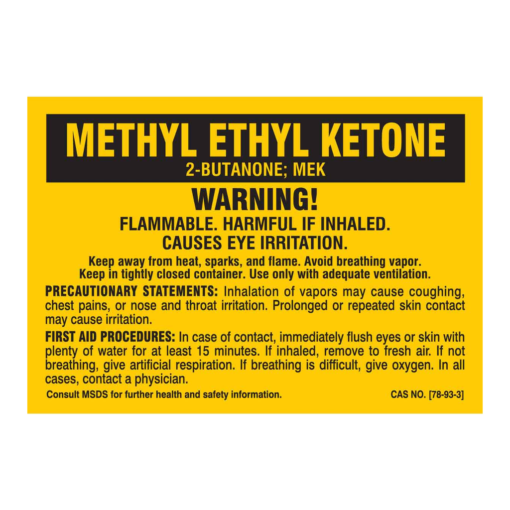 Brady Methyl Ethyl Ketone Warning Labels