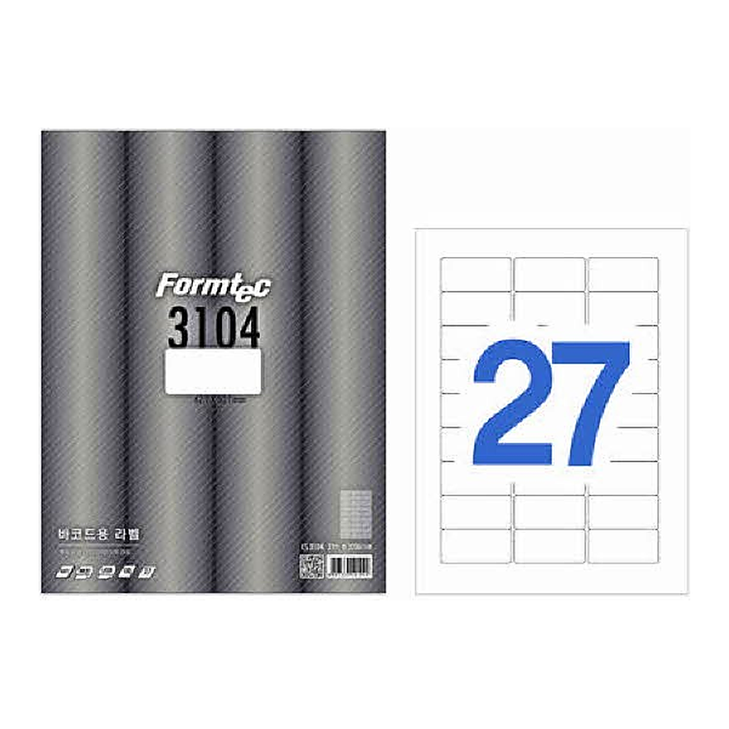 OFFICENEX 바코드용 라벨(27칸/100매/LS-3104/폼텍)친환경 인증 상품