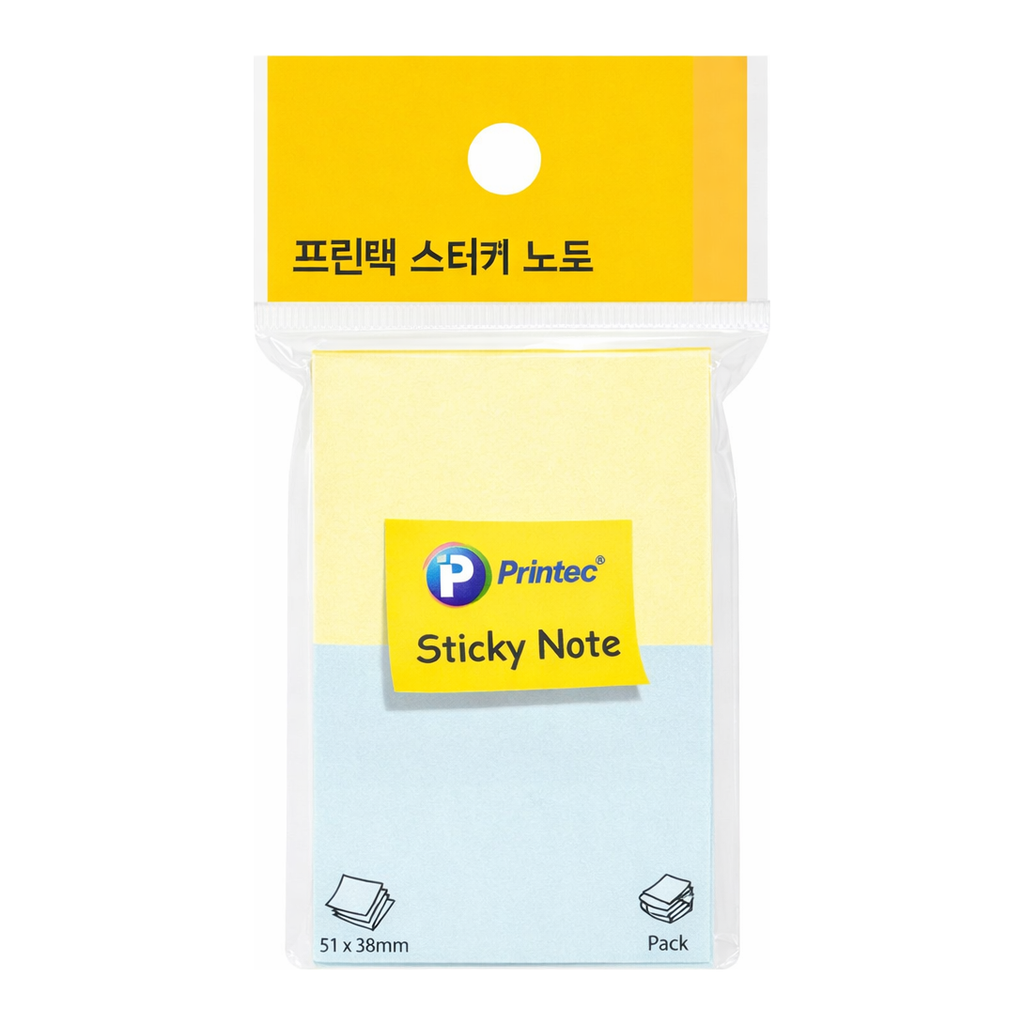 OFFICENEX 프린텍 5138YB 스티키노트 파스텔2색(노랑,파랑) 51*38 100매