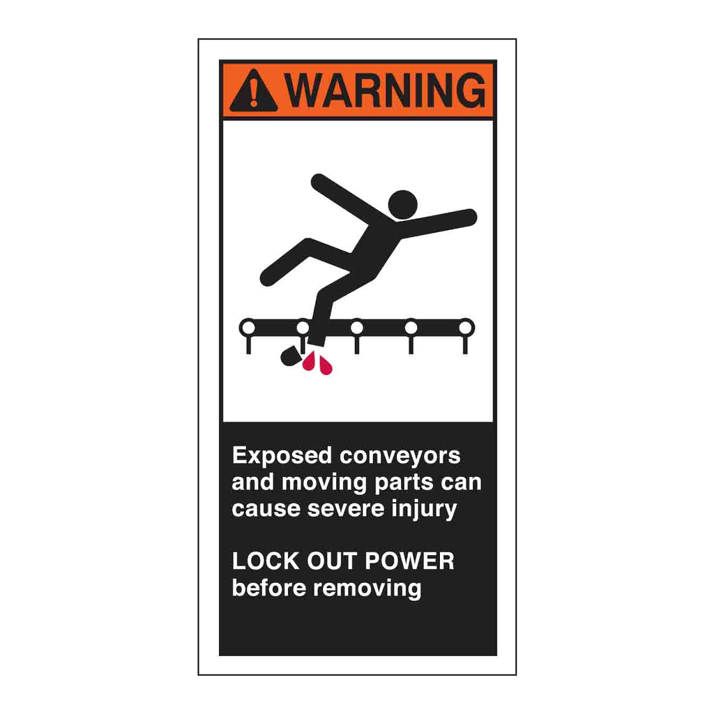 Brady EXPOSED CONVEYOR AND MOVING PARTS CAN CAUSE SEVERE Labels